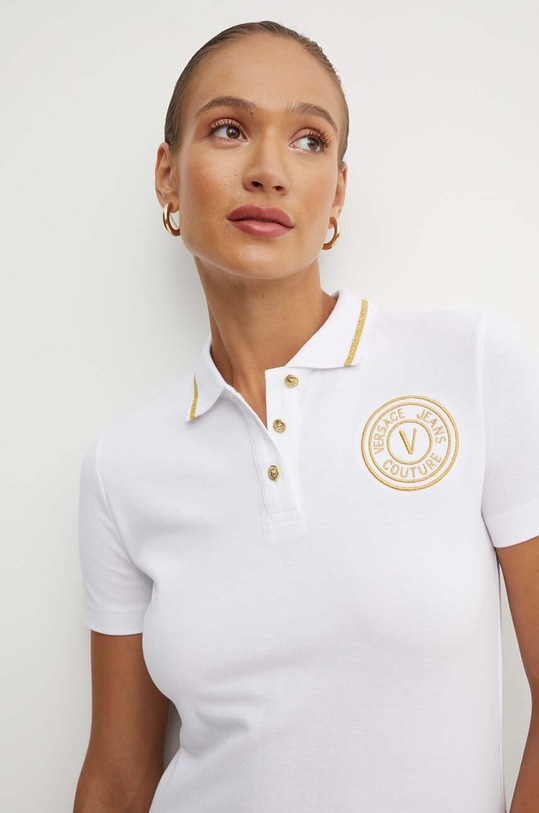 Versace Jeans Couture polo in cotone applique bianco 77HAGT00.CJ01T