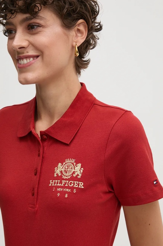 Polo tričko Tommy Hilfiger burgundské WW0WW43609