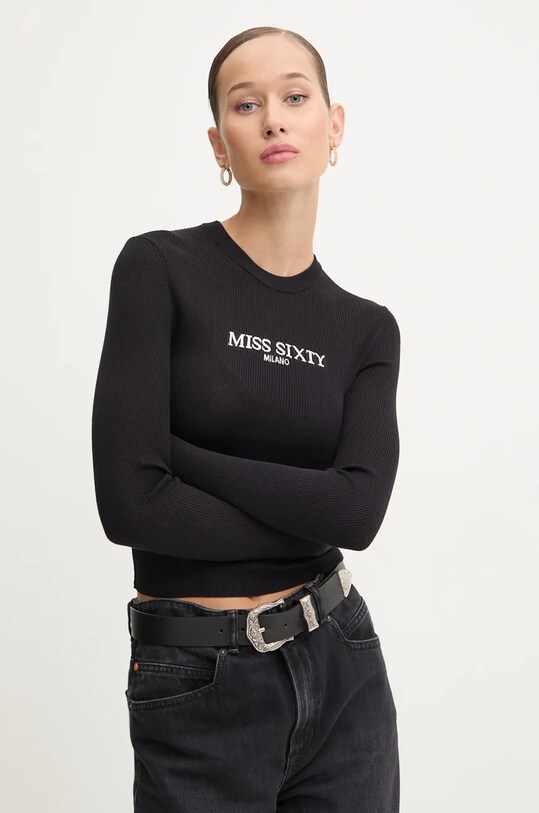 Копринена блуза с дълги ръкави Miss Sixty черен 6L4RJ4340000
