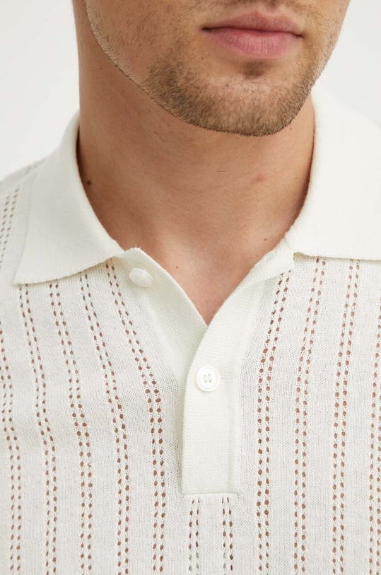 Samsoe Samsoe polo z domieszką lnu SACONALD M24200016 beżowy