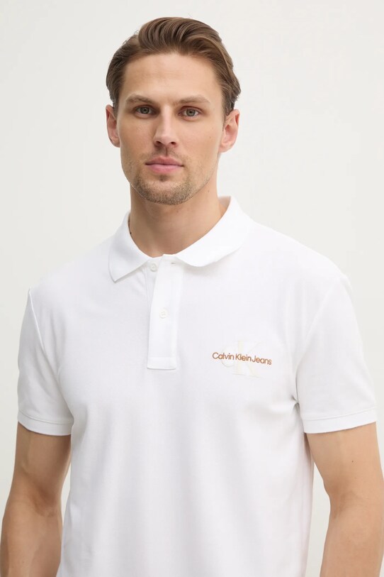 Calvin Klein Jeans tricou polo alb J30J325664