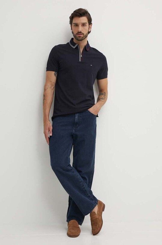 Tommy Hilfiger pamut póló MW0MW35594 sötétkék AW24