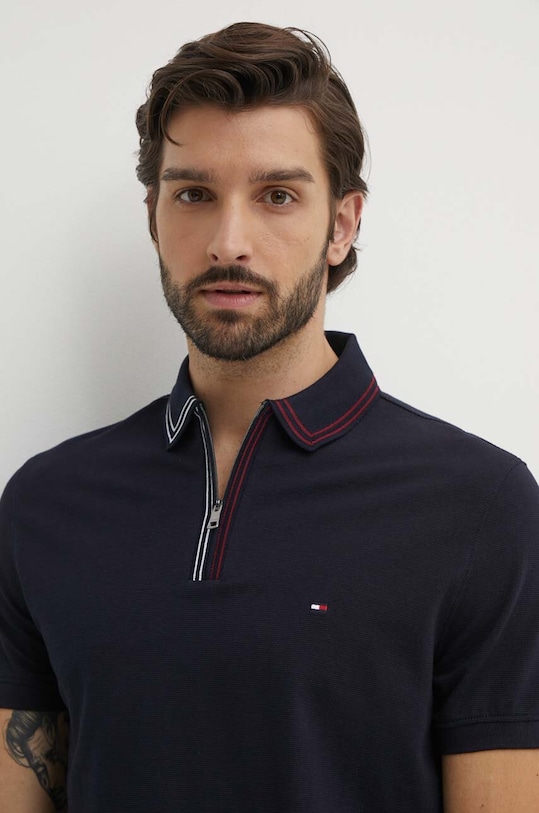 Tommy Hilfiger pamut póló sötétkék MW0MW35594