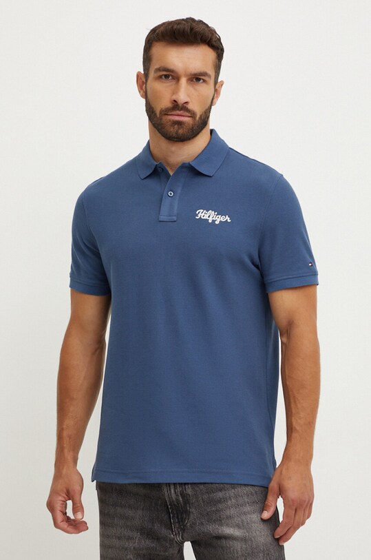 Хлопковое поло Tommy Hilfiger regular голубой MW0MW35603