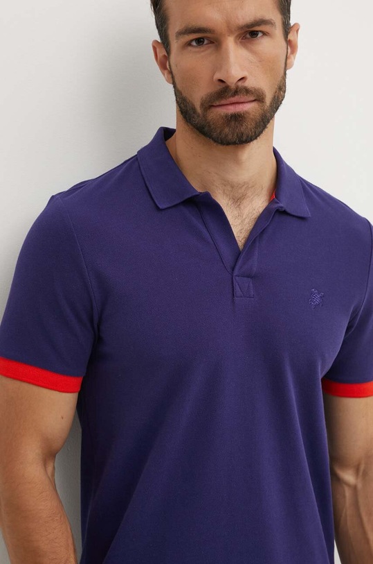 Vilebrequin polo da uomo in cotone blu navy PLTAN100