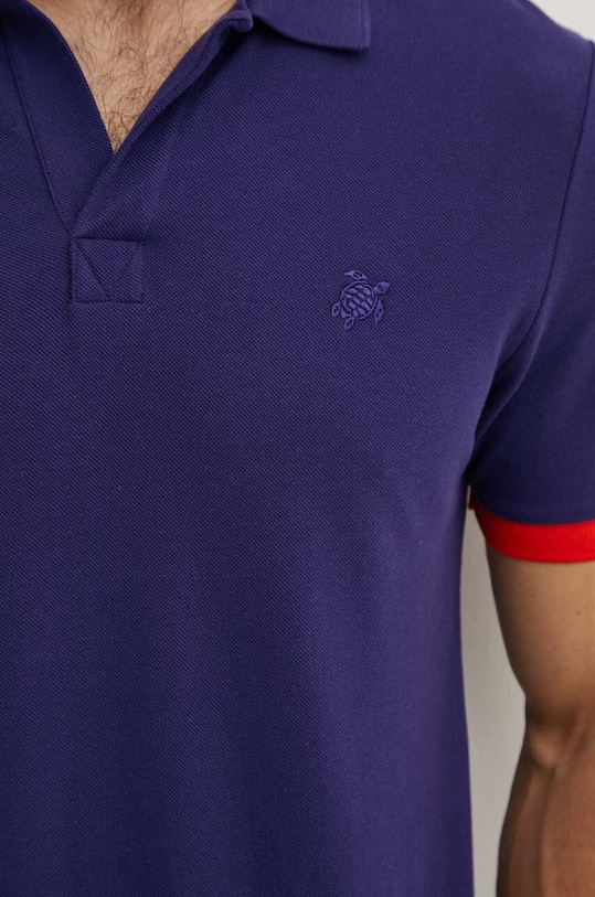 Vilebrequin polo da uomo in cotone PLTAN100 blu navy