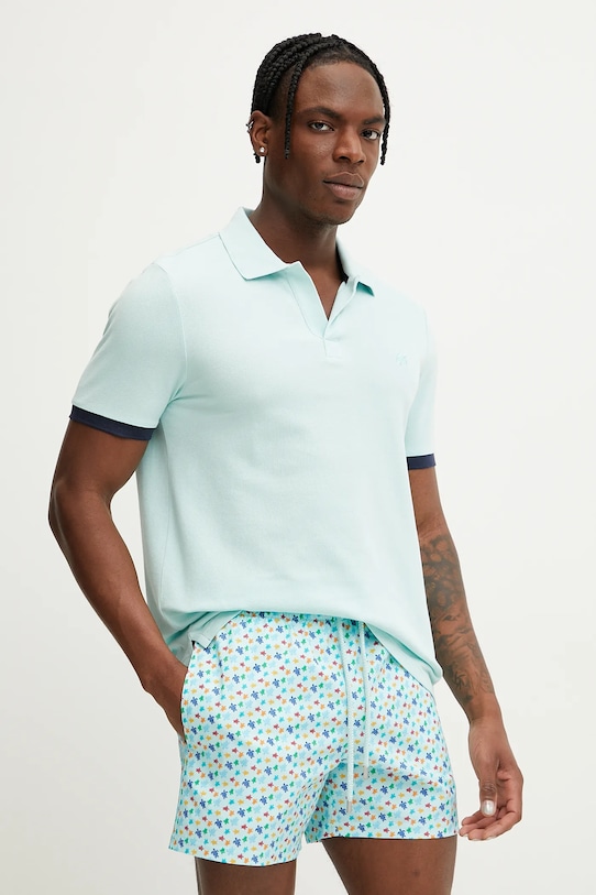 Bavlněné polo tričko Vilebrequin PALATIN tyrkysová PLTAN100