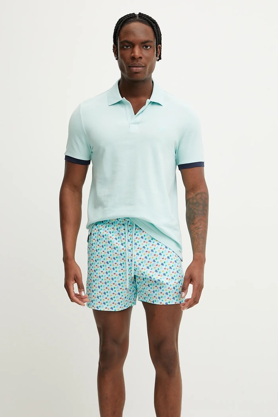 Bavlněné polo tričko Vilebrequin PALATIN PLTAN100 tyrkysová SS25