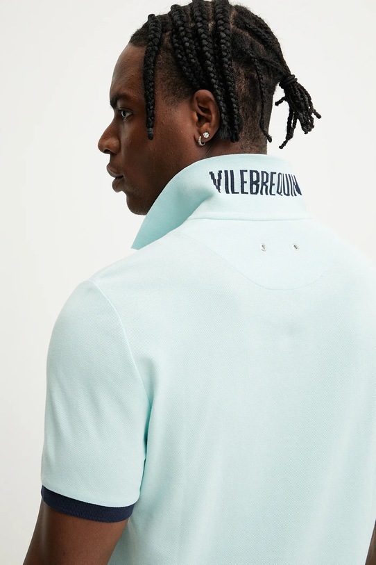 Bavlněné polo tričko Vilebrequin PALATIN PLTAN100 tyrkysová