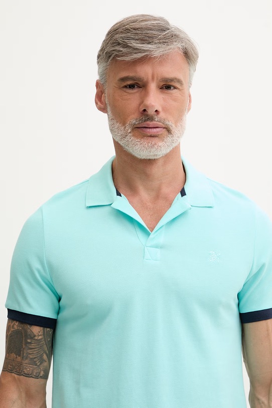 Vilebrequin πόλο Ανδρικό βαμβακερό PALATIN τιρκουάζ PLTAN100