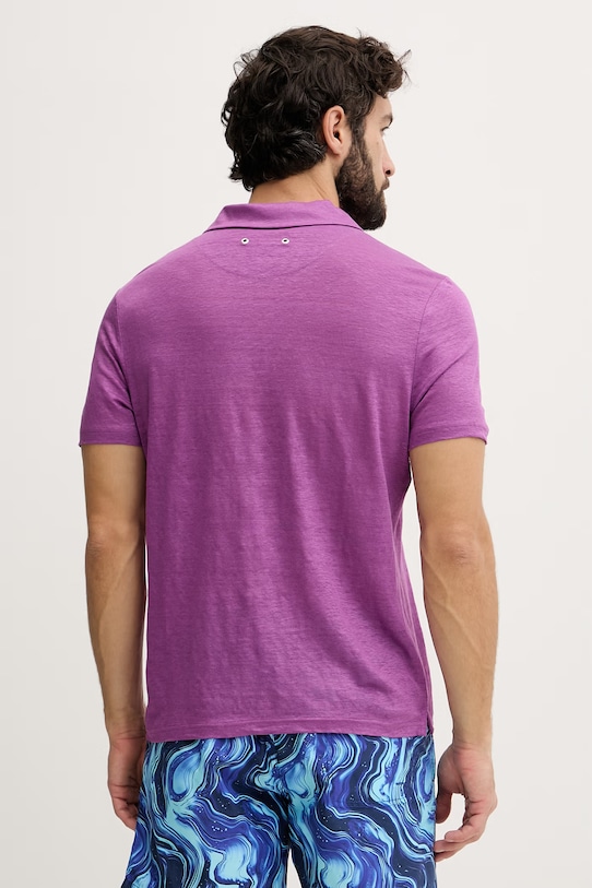 Vilebrequin polo męskie lniane PYRAMID PYRE9O00 fioletowy AA00