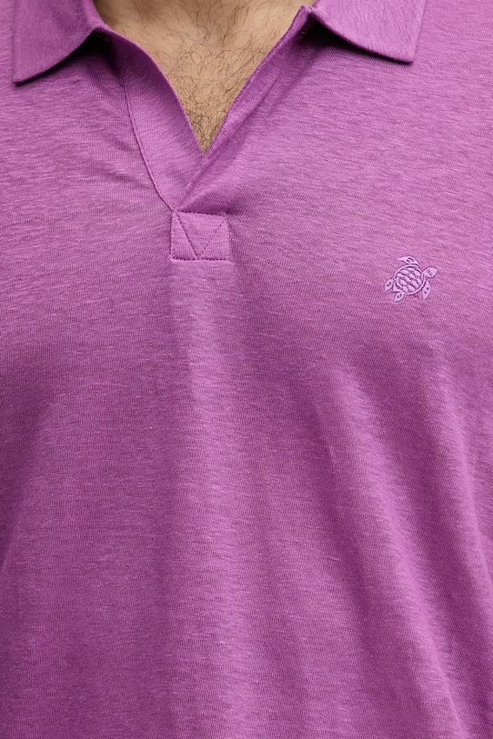 Vilebrequin polo męskie lniane PYRAMID fioletowy PYRE9O00