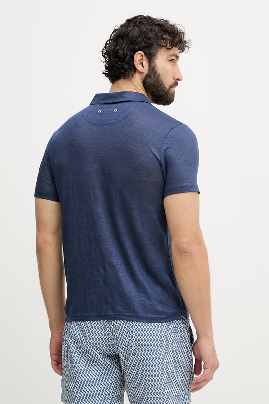 Odzież Vilebrequin polo męskie lniane PYRAMID PYRE9O00 granatowy