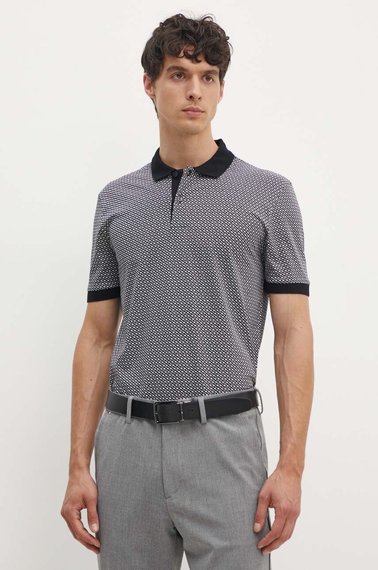 BOSS polo bawełniane wzorzyste czarny 50518877