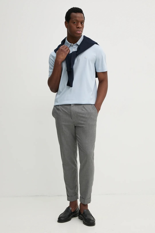 BOSS polo de bumbac 50520297 albastru SS25