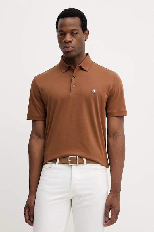 BOSS polo bawełniane brązowy 50520297