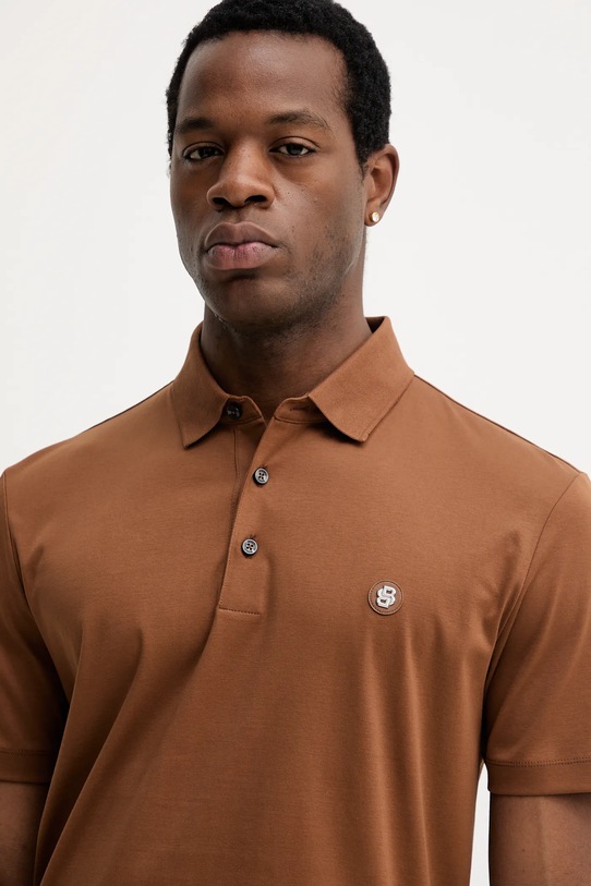 BOSS polo bawełniane brązowy 50520297