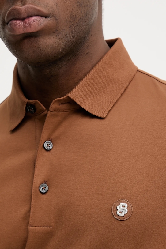 BOSS polo bawełniane 50520297 brązowy