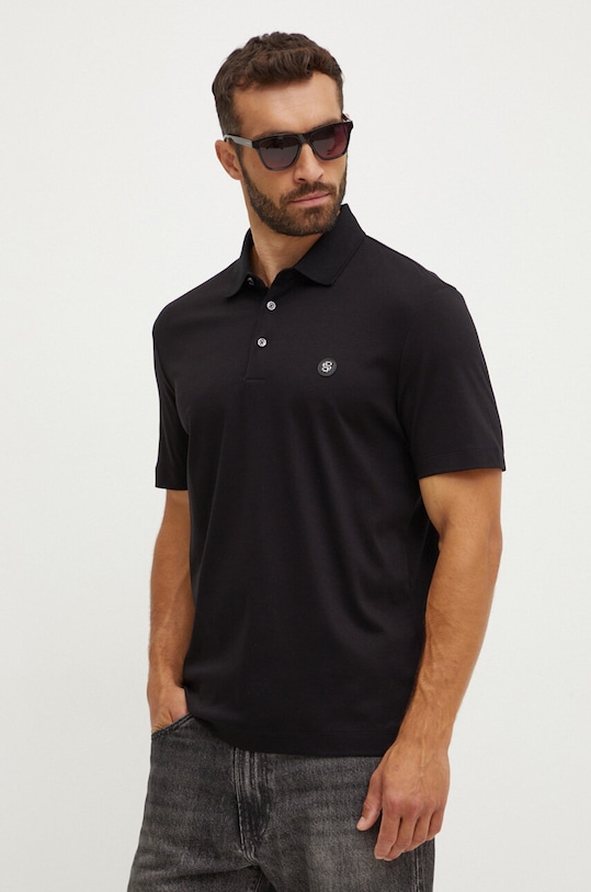 BOSS polo de bumbac 50520297 negru AW25