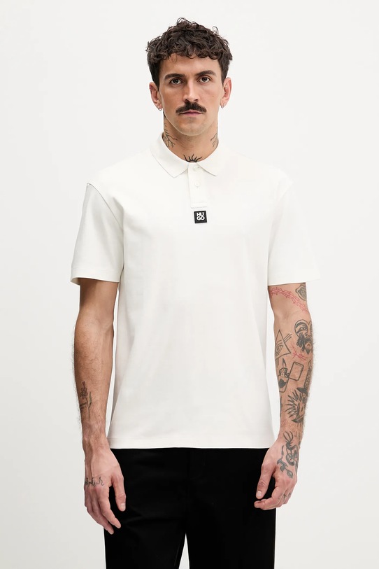 Хлопковое поло HUGO бежевый 50517638