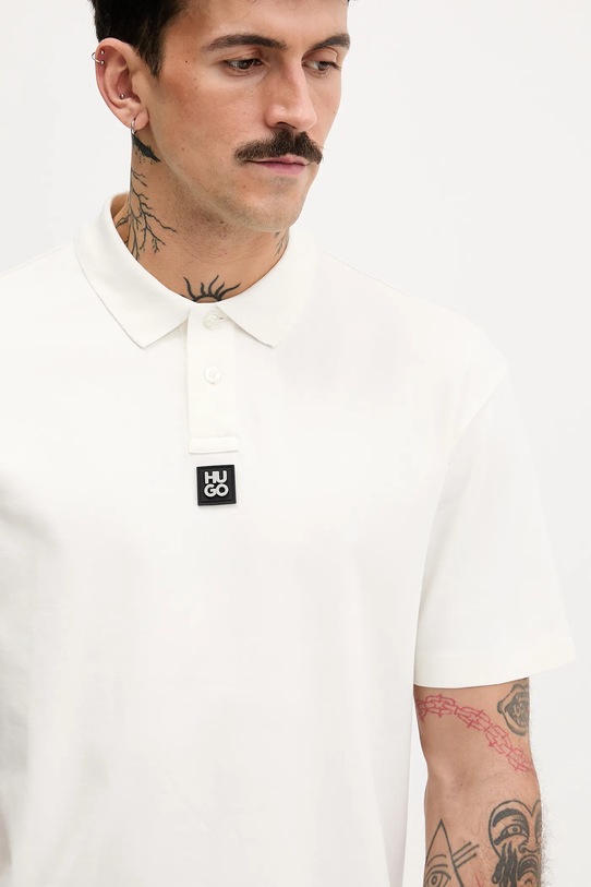 Хлопковое поло HUGO бежевый 50517638