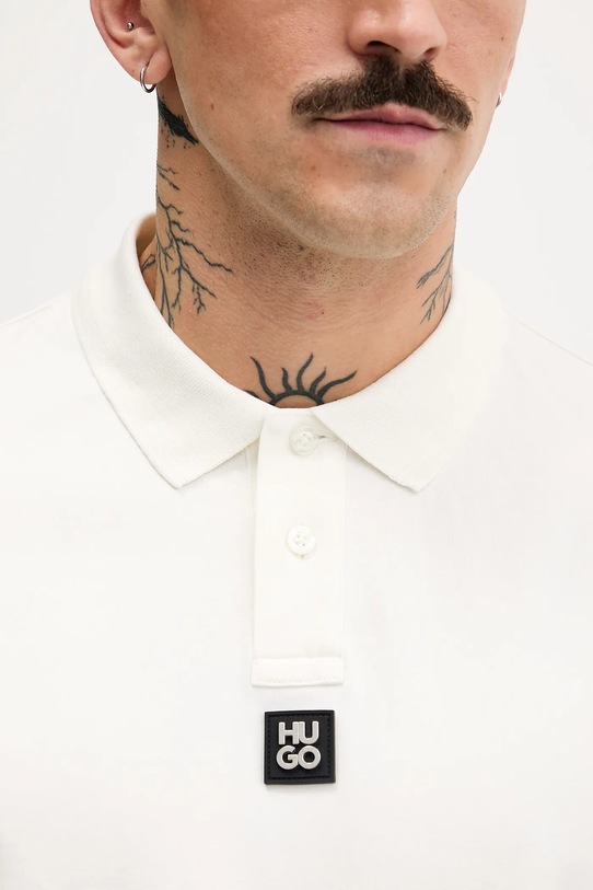 Хлопковое поло HUGO 50517638 бежевый