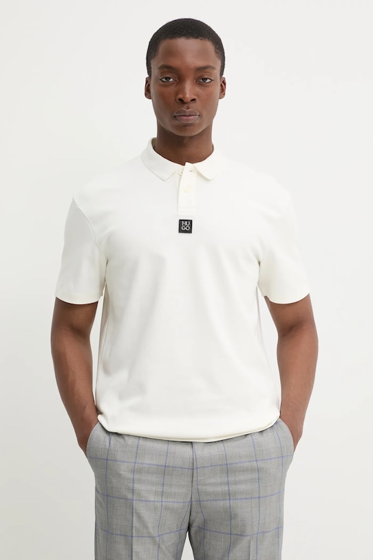 HUGO polo bawełniane Deabono_D beżowy 50517638