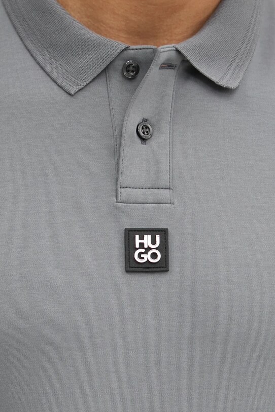 Bavlněné polo tričko HUGO Deabono_D 50517638 šedá