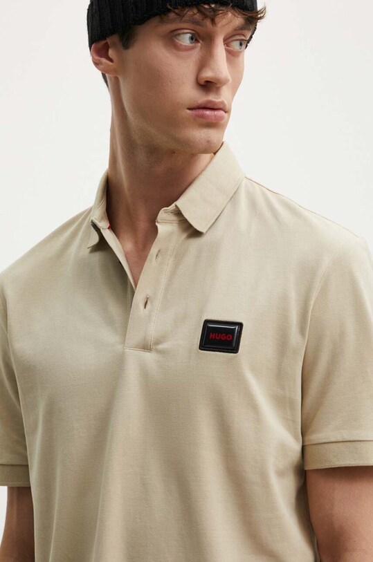 Βαμβακερό μπλουζάκι πόλο HUGO μπεζ 50528173