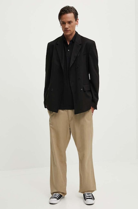 Βαμβακερό μπλουζάκι πόλο HUGO 50528173 μαύρο AW24