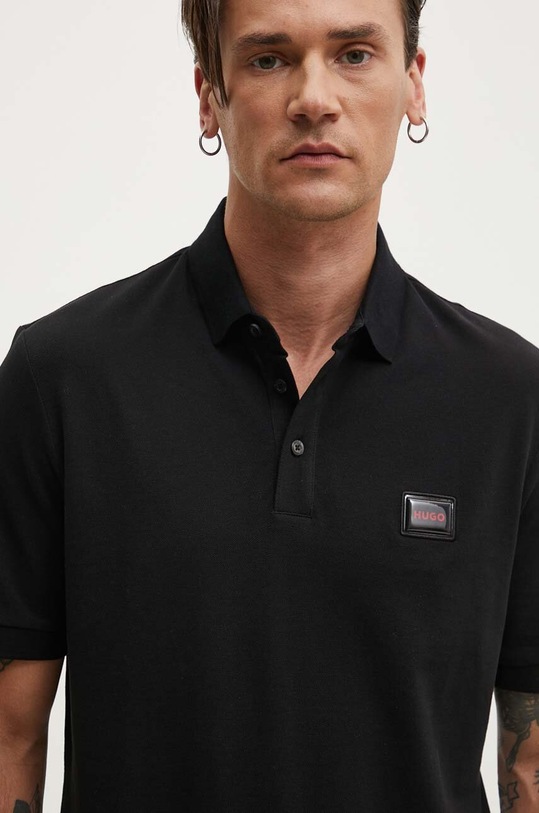 Βαμβακερό μπλουζάκι πόλο HUGO μαύρο 50528173