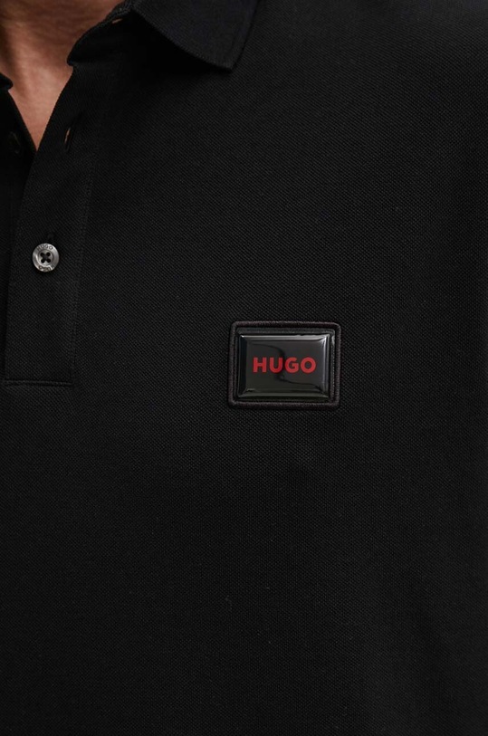 Βαμβακερό μπλουζάκι πόλο HUGO 50528173 μαύρο