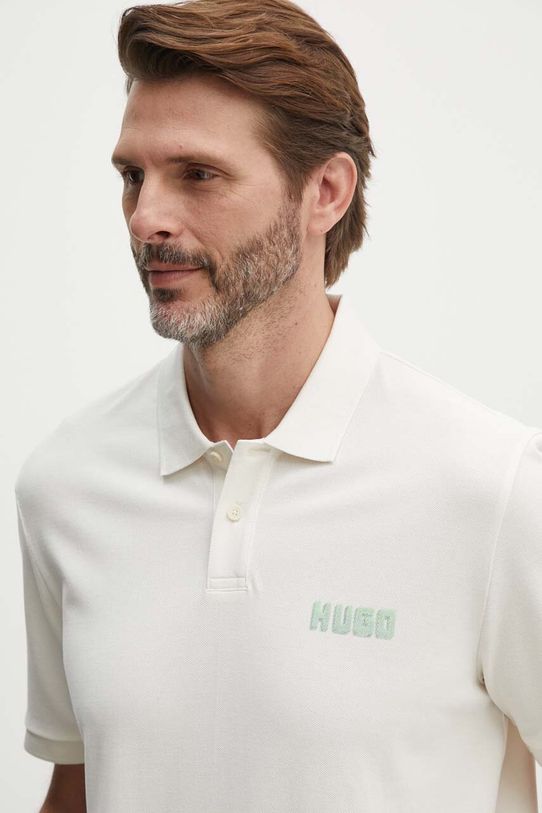 HUGO polo bawełniane 50516651 beżowy AW24