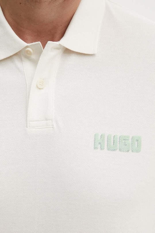 Βαμβακερό μπλουζάκι πόλο HUGO μπεζ 50516651