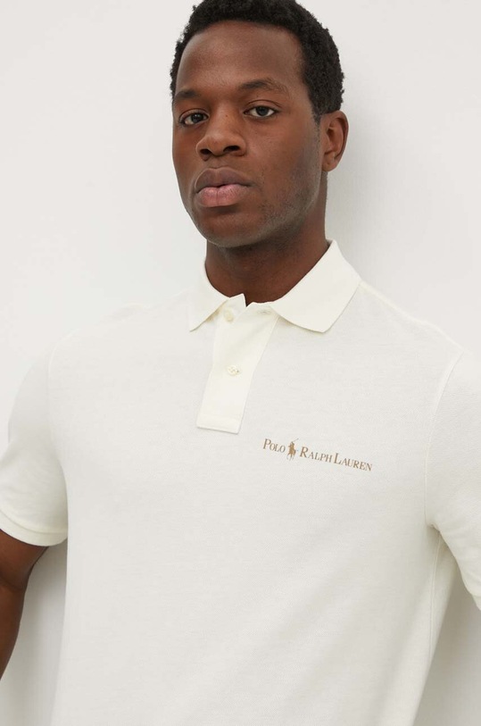 Bavlněné polo tričko Polo Ralph Lauren hladký béžová 710950131
