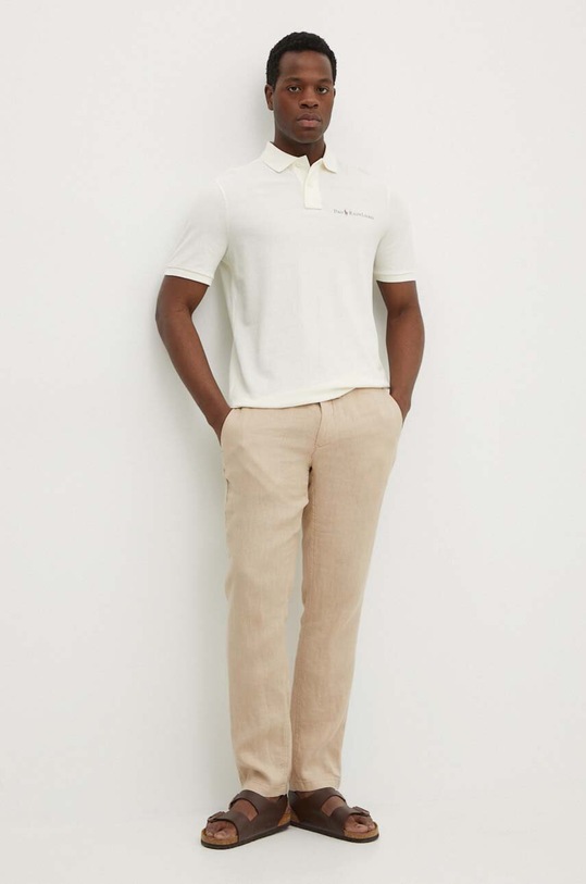 Bavlněné polo tričko Polo Ralph Lauren 710950131 béžová AW24
