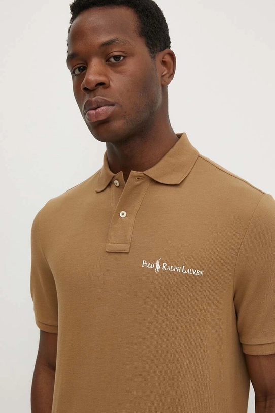 Bavlnené polo tričko Polo Ralph Lauren jednofarebný hnedá 710950131