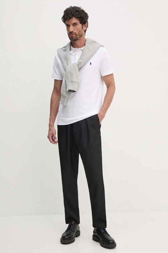 Βαμβακερό μπλουζάκι πόλο Polo Ralph Lauren 710666998 λευκό AW24
