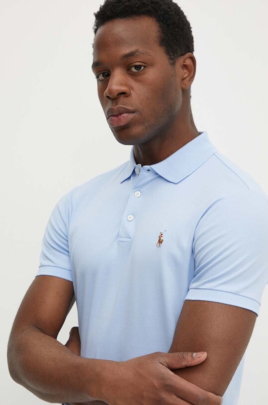 Бавовняне поло Polo Ralph Lauren бавовна блакитний 710713130