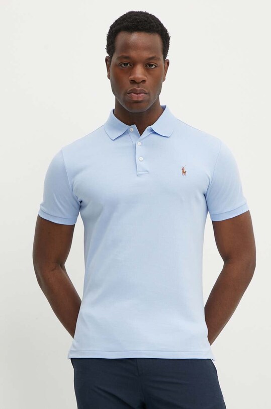 Бавовняне поло Polo Ralph Lauren блакитний 710713130