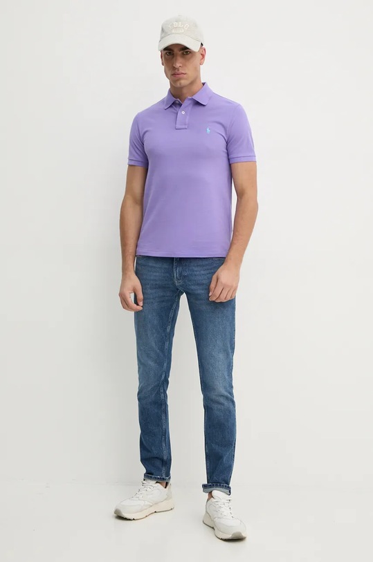 Polo Ralph Lauren polo bawełniane 710795080 fioletowy AW24