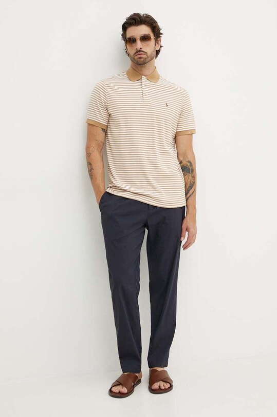 Хлопковое поло Polo Ralph Lauren 710941504 коричневый AW24