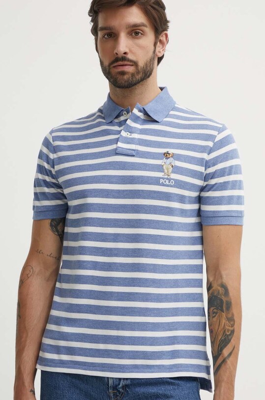 Bavlněné polo tričko Polo Ralph Lauren slim modrá 710941863