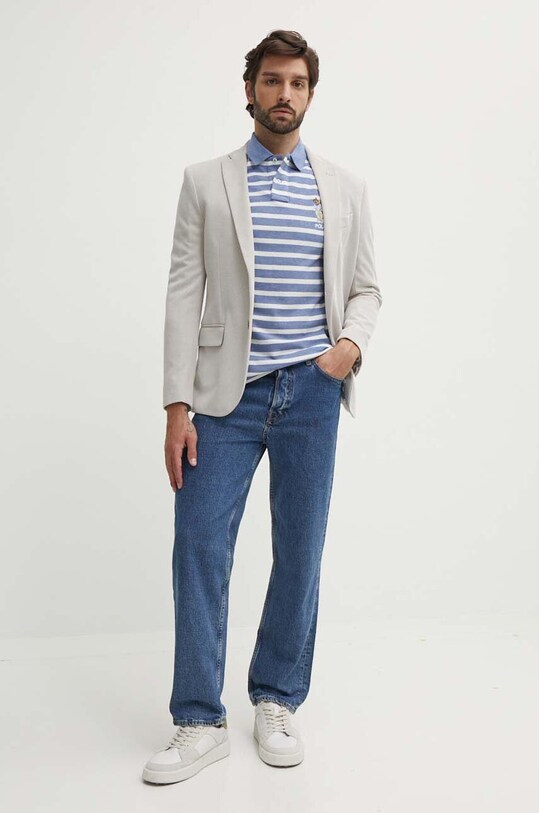 Памучна тениска с яка Polo Ralph Lauren 710941863 син AW24