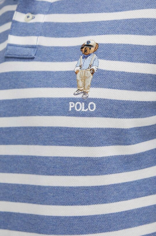 Памучна тениска с яка Polo Ralph Lauren 710941863 син