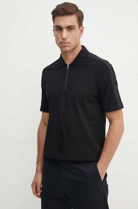 Armani Exchange polo bawełniane regular czarny 6DZFLC.ZJM5Z