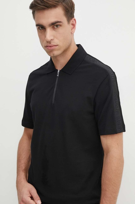 Armani Exchange polo bawełniane czarny 6DZFLC.ZJM5Z