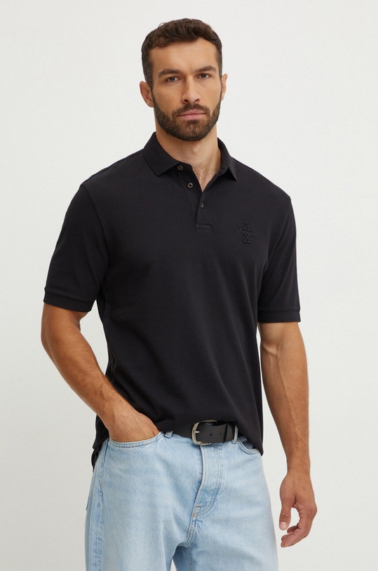 Бавовняне поло Armani Exchange regular чорний 6DZFLK.ZJXUZ