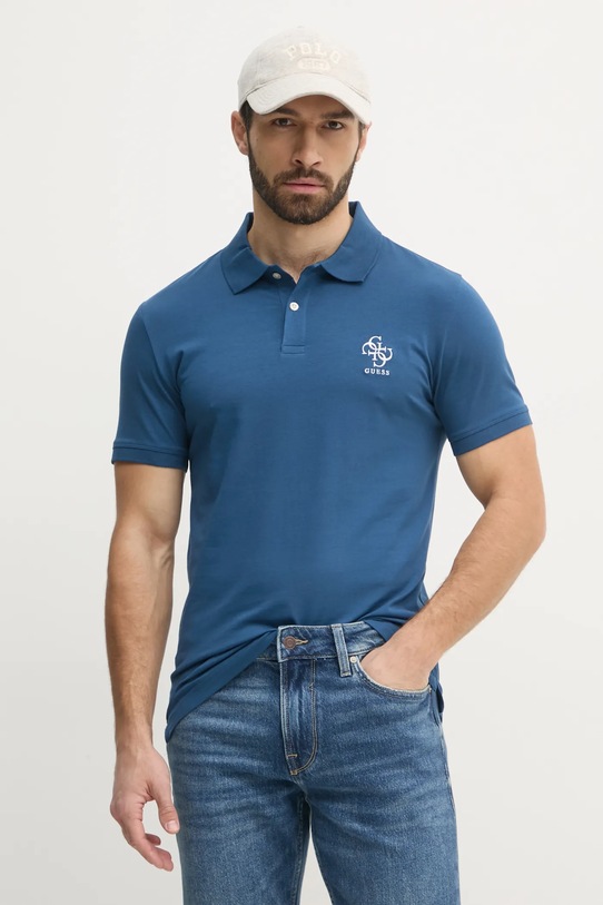 Polo tričko Guess NOLAN nášivka námořnická modř M4YP66.J1314