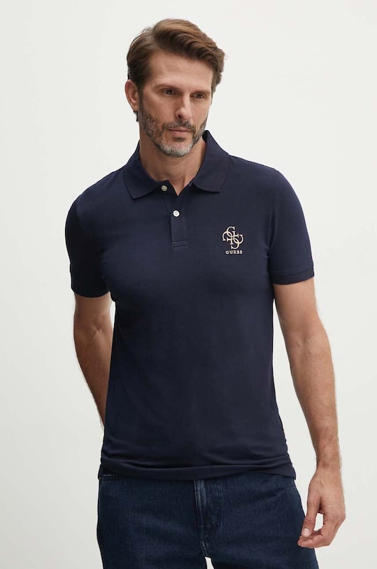 Polo majica Guess NOLAN natpis mornarsko plava M4YP66.J1314